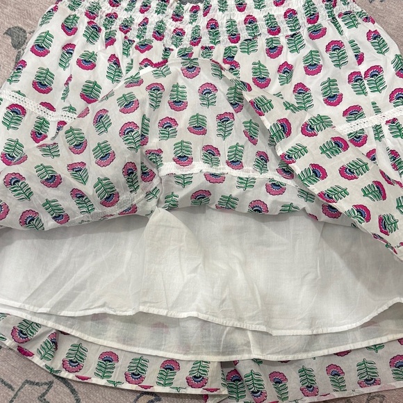 J. Crew Smocked Tiered Pink and Green Leaf Elastic Band Mini Skirt - Picture 5 of 6